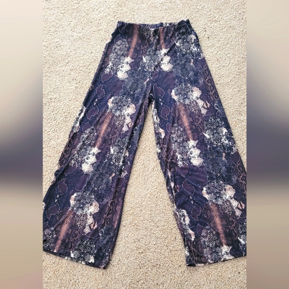 Zara Basic  Snake Skin Wide-Leg Pants
